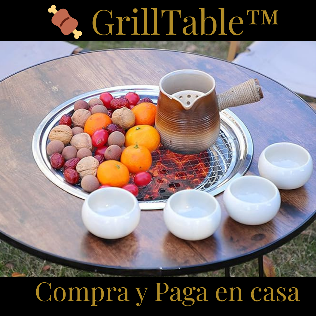 🍖 GrillTable™ – Mesa Redonda Plegable para Asados y Picnic